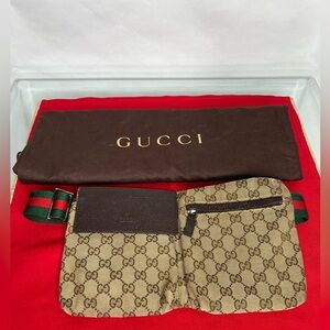 Gucci Beige Brown Bum GG Belt Bag Fanny Pack Waist Jackie Fabric Vintage Tan
